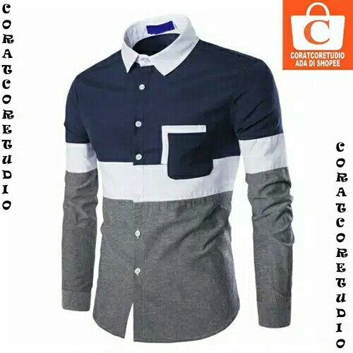 XL XXL - Kemeja Pria Hem Cowok Lengan Panja 2