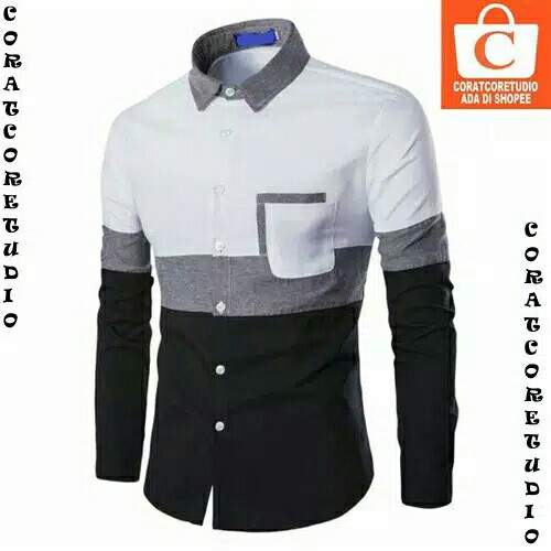 XL XXL - Kemeja Pria Hem Cowok Lengan Panja 3