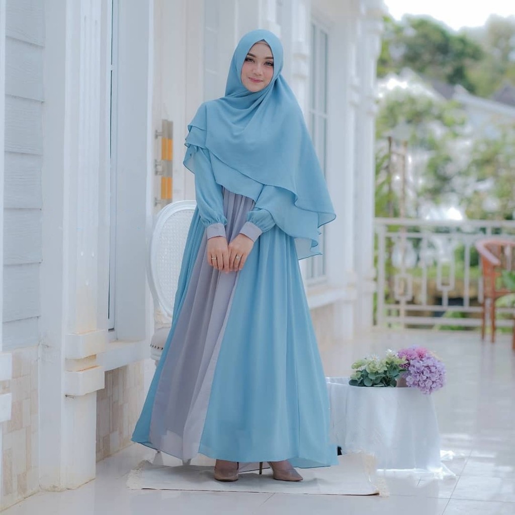 Yasmin Syari l Setelan Baju Muslim Wanita Syarii Plus Khimar Terlaris