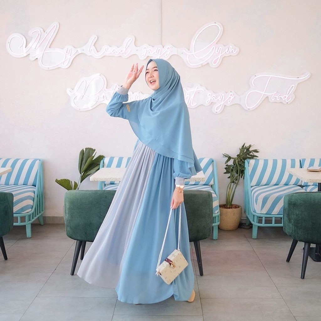 Yasmin Syari l Setelan Baju Muslim Wanita Syarii Plus Khimar Terlaris 2