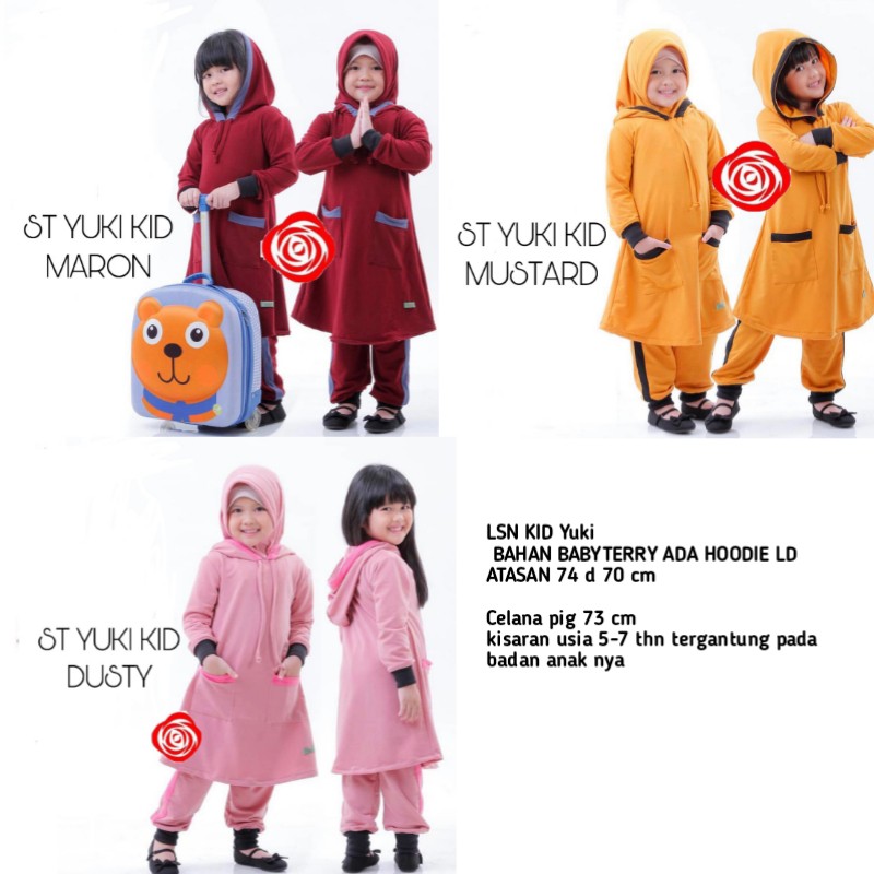Yuki Kid Setelan Muslim Anak Perempuan Usia 5-7 Tahun