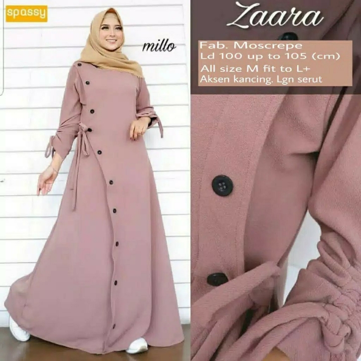Zaara Maxi Dress Muslim Baju Gamis Moscrepe