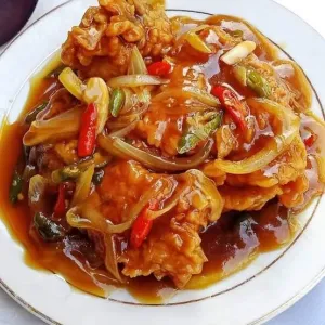 ayam crispy saus tiram nasi lalap