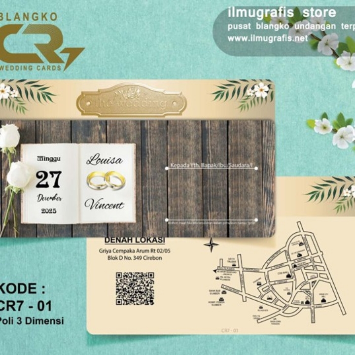 undangan soft cover embosh foil emas CR7 - 01