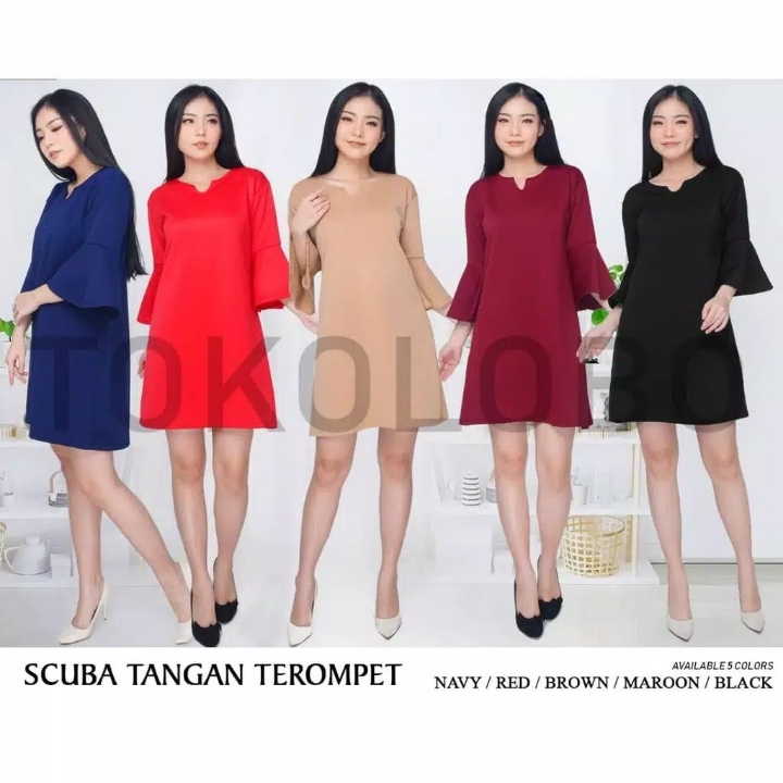 dress TULIP KEY bahan scuba real pic