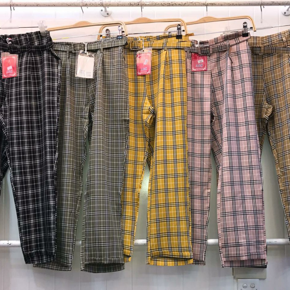 ff 1063 tartan pants  katun import lingkar pinggang 65-96 pjg 93