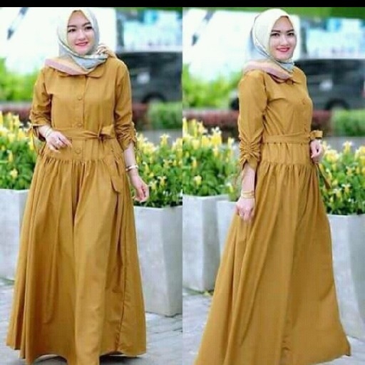 gamis kancing tali samping