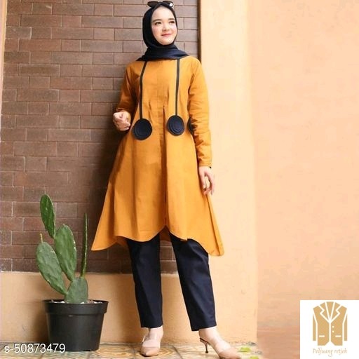 io-Baju setelan tunik Terejana-Mustard