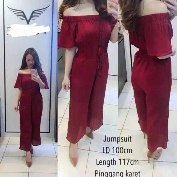 jumsuit KIVI Bhn twiscone fit L pinggang karet halus pundak karet besa
