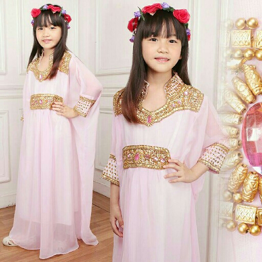 kaftan anak adriana soft pink