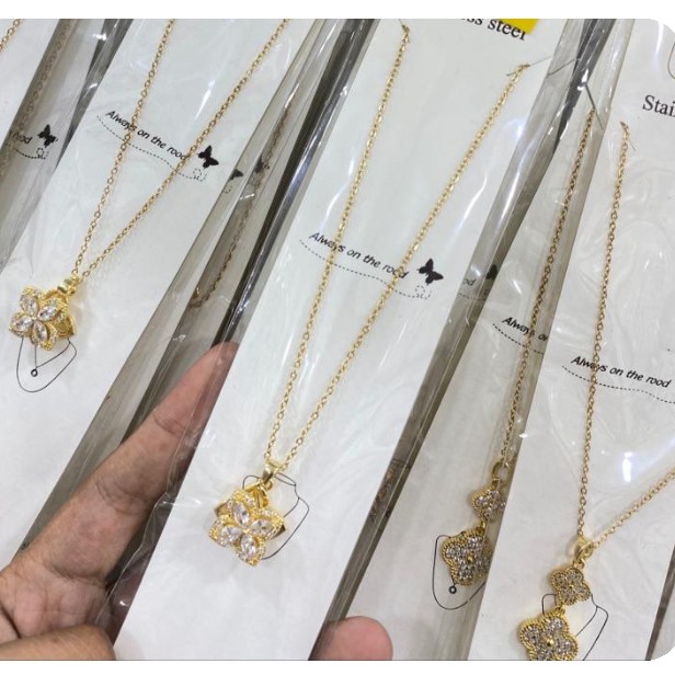 kalung hias bahan titanium tidak luntur cocok buat hiyasan leher