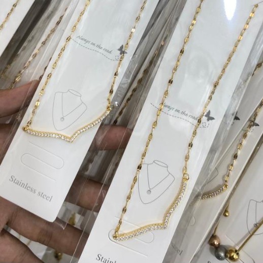 kalung hias bahan titanium tidak luntur cocok buat hiyasan leher 2