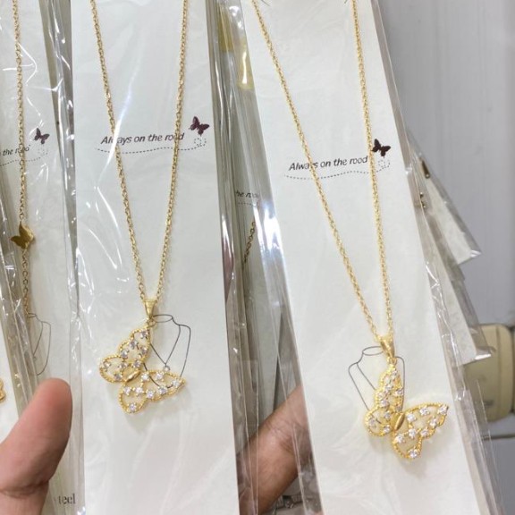 kalung hias bahan titanium tidak luntur cocok buat hiyasan leher wanit 2