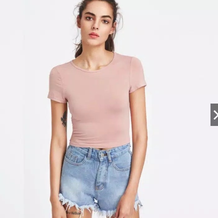 kaos crop lengan pendek 3