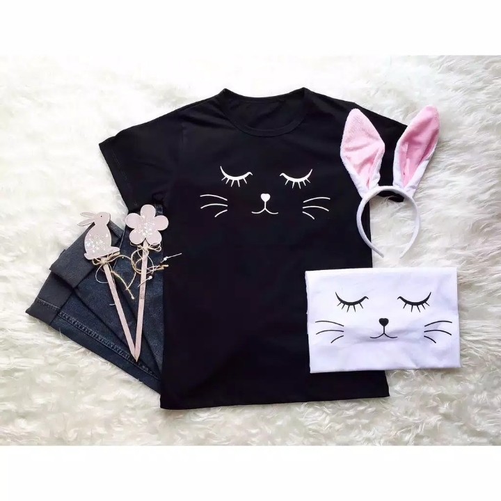 kaos wanita kumis kucing