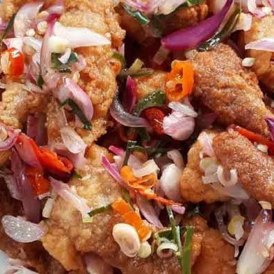 kulit ayam crispy sambel matah 