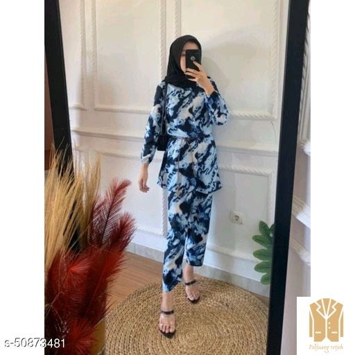 pajamas set Tie Dye abstrak-Blue terbaru