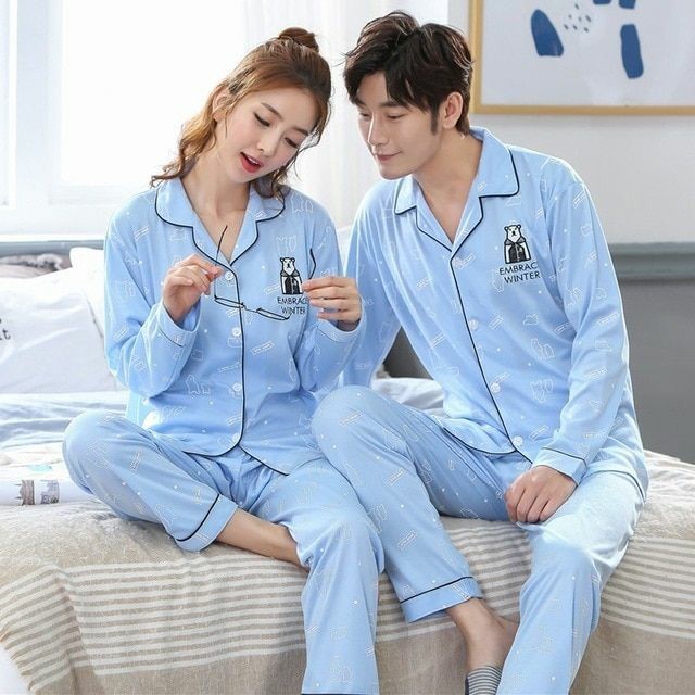 piyama couple baby blue
