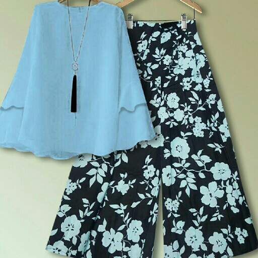 setelan clarista biru muda