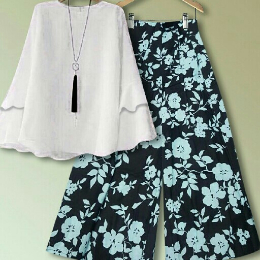 setelan clarista putih vo