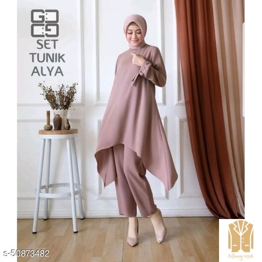 setelan tunik alya-Brown terbaru