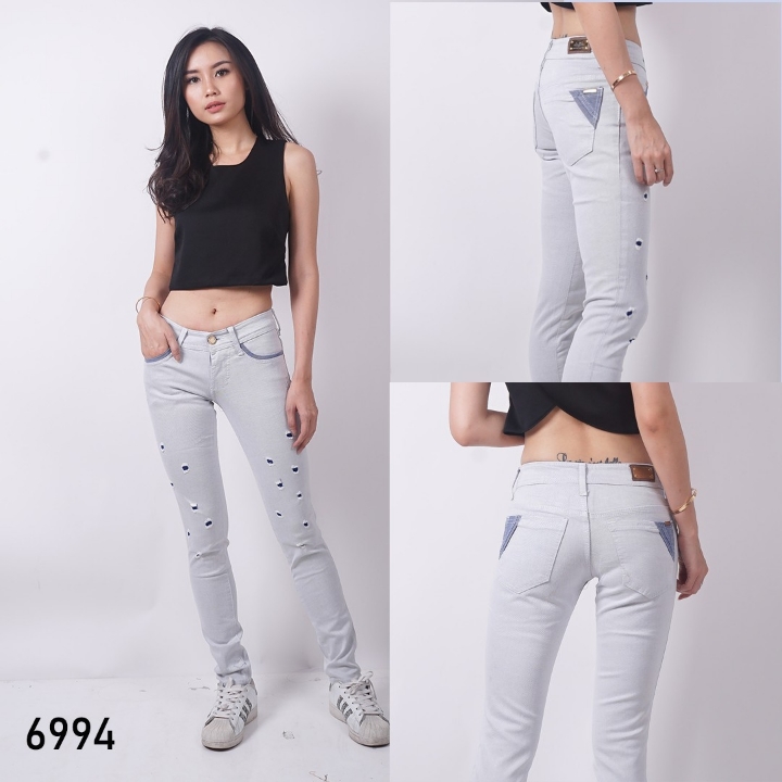 skinny jeans distroy warna Biru 