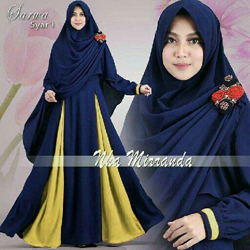 syari sarwa plus jilbab navy