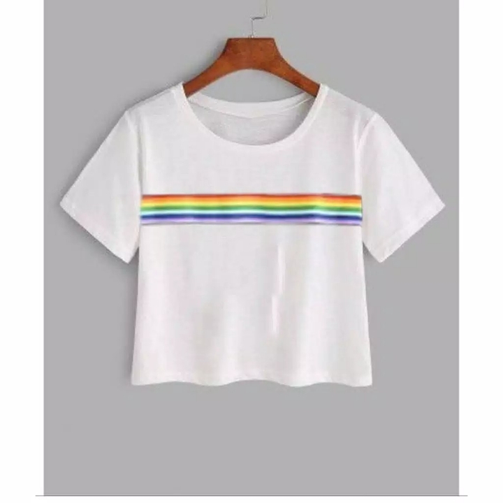 t-shirt pelangi bahan spandex