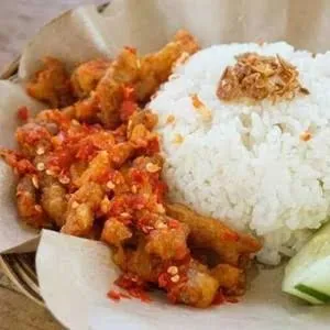 usus crispy setan nasi tambah lalapan